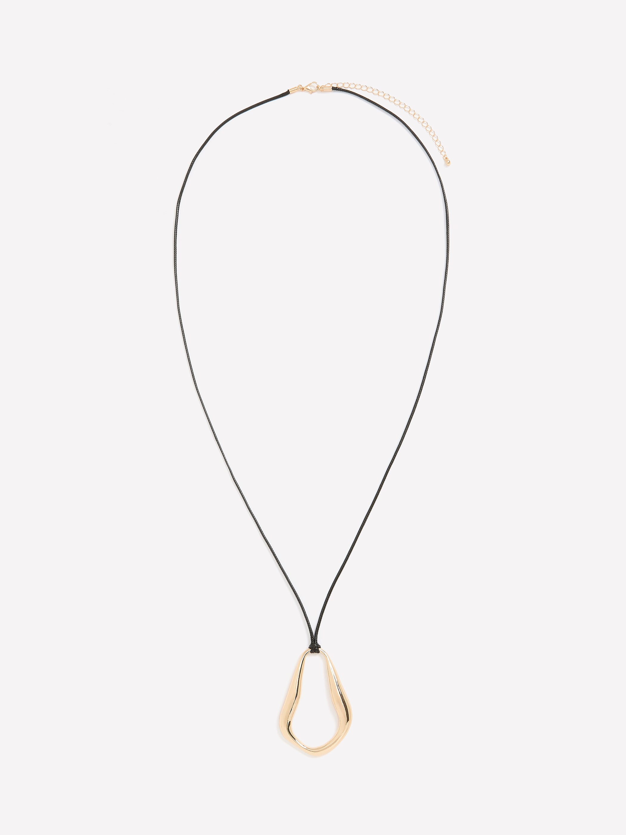 Long Rope Necklace with Golden Pendant