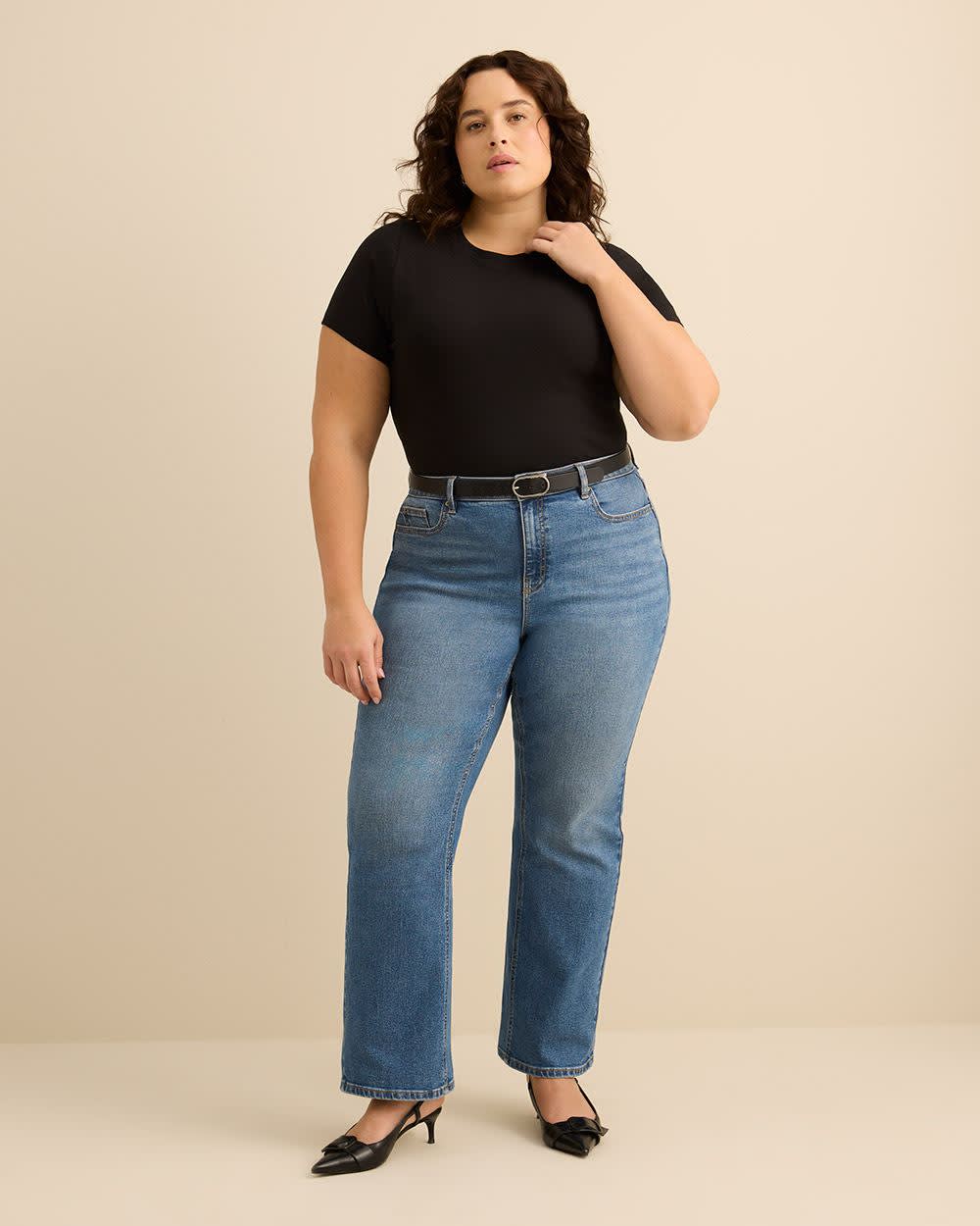 Crewneck Short-Sleeve Knit Top