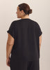 Satin Boat-Neck T-Shirt Blouse