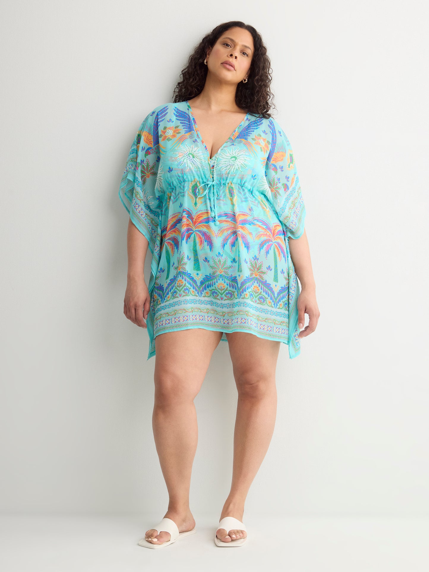 Printed Chiffon Caftan - Bleu by Rod Beattie