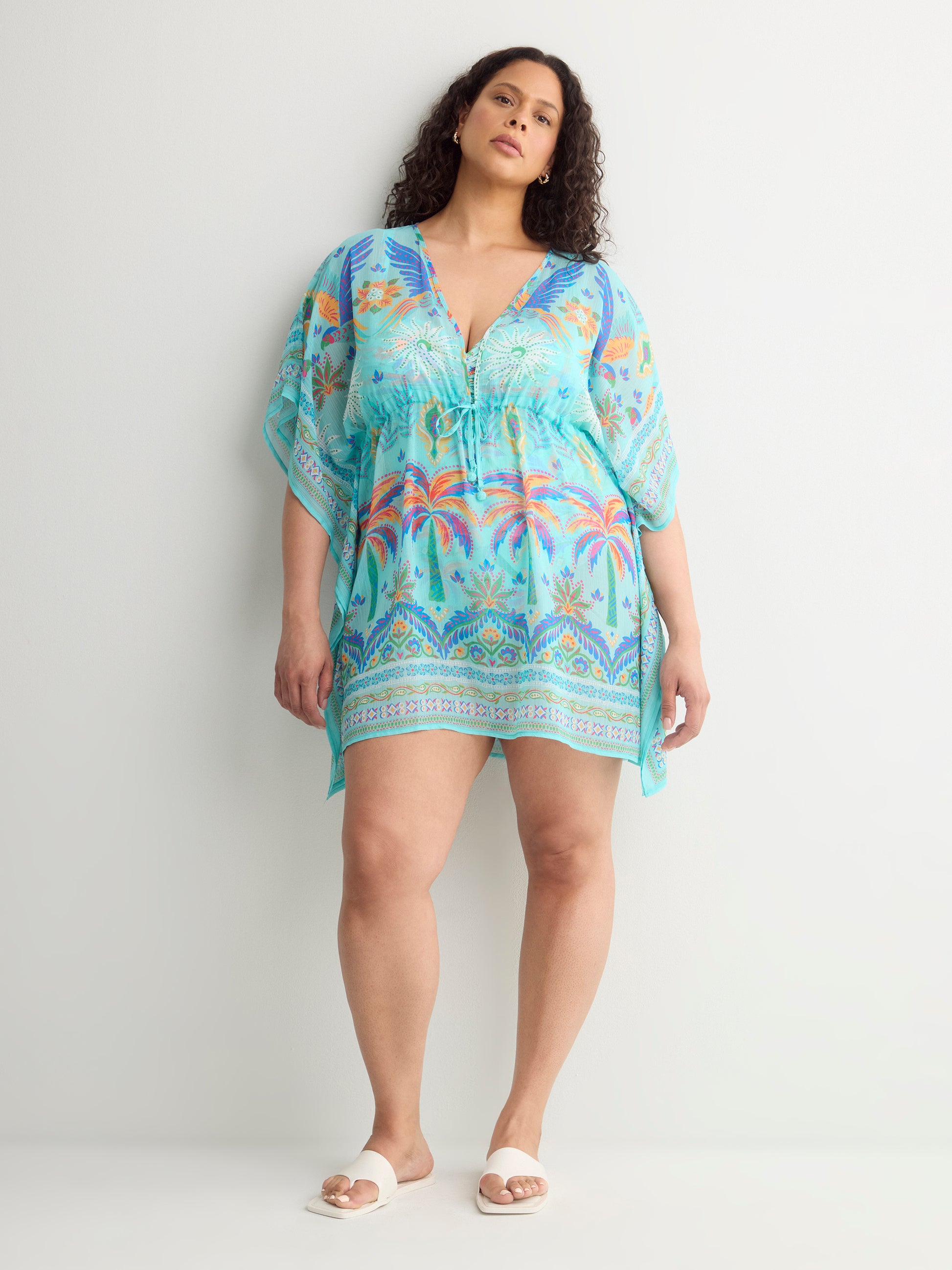 Printed Chiffon Caftan - Bleu by Rod Beattie