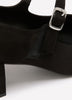 Wide Width, Marylou Black Microsuede Mid-Heel Strap Shoe