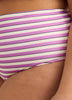 Culotte de maillot taille haute à rayures blanches et violettes