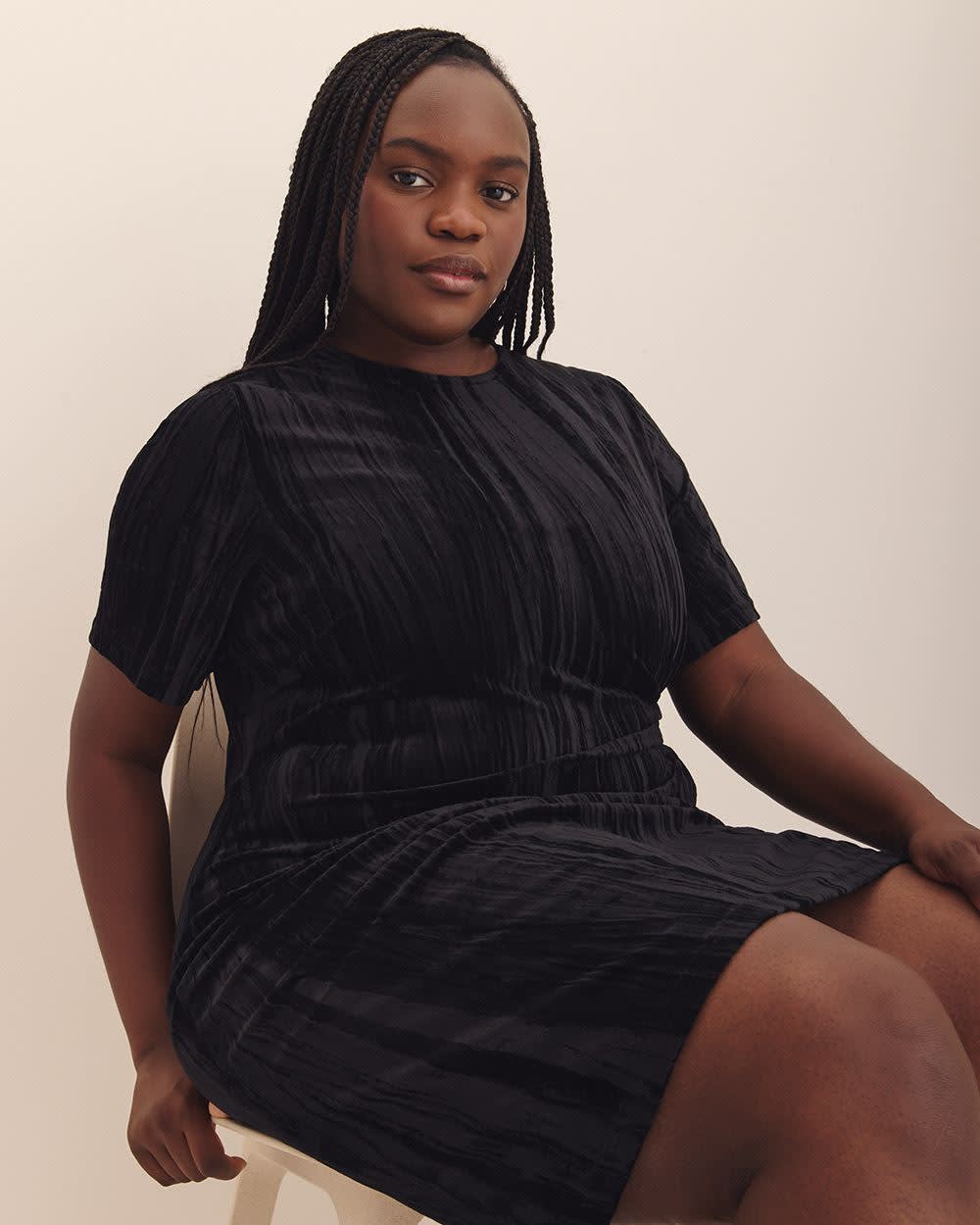 Velvet T-Shirt Dress with Side Knot