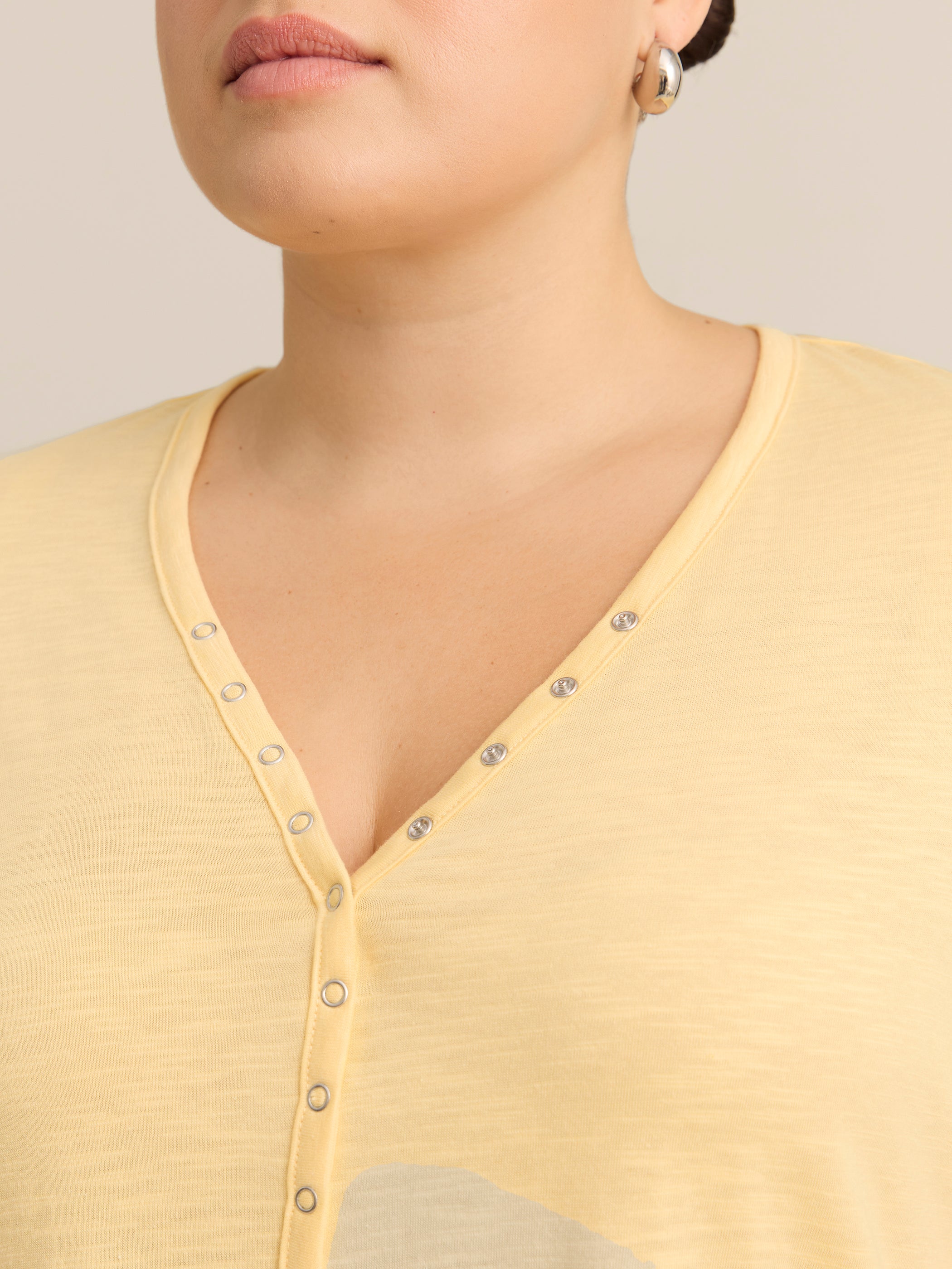 Short-Sleeve Henley T-Shirt with Snaps