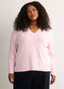 Pink Loose V-Neck Sweater
