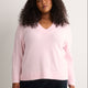 Pink Loose V-Neck Sweater