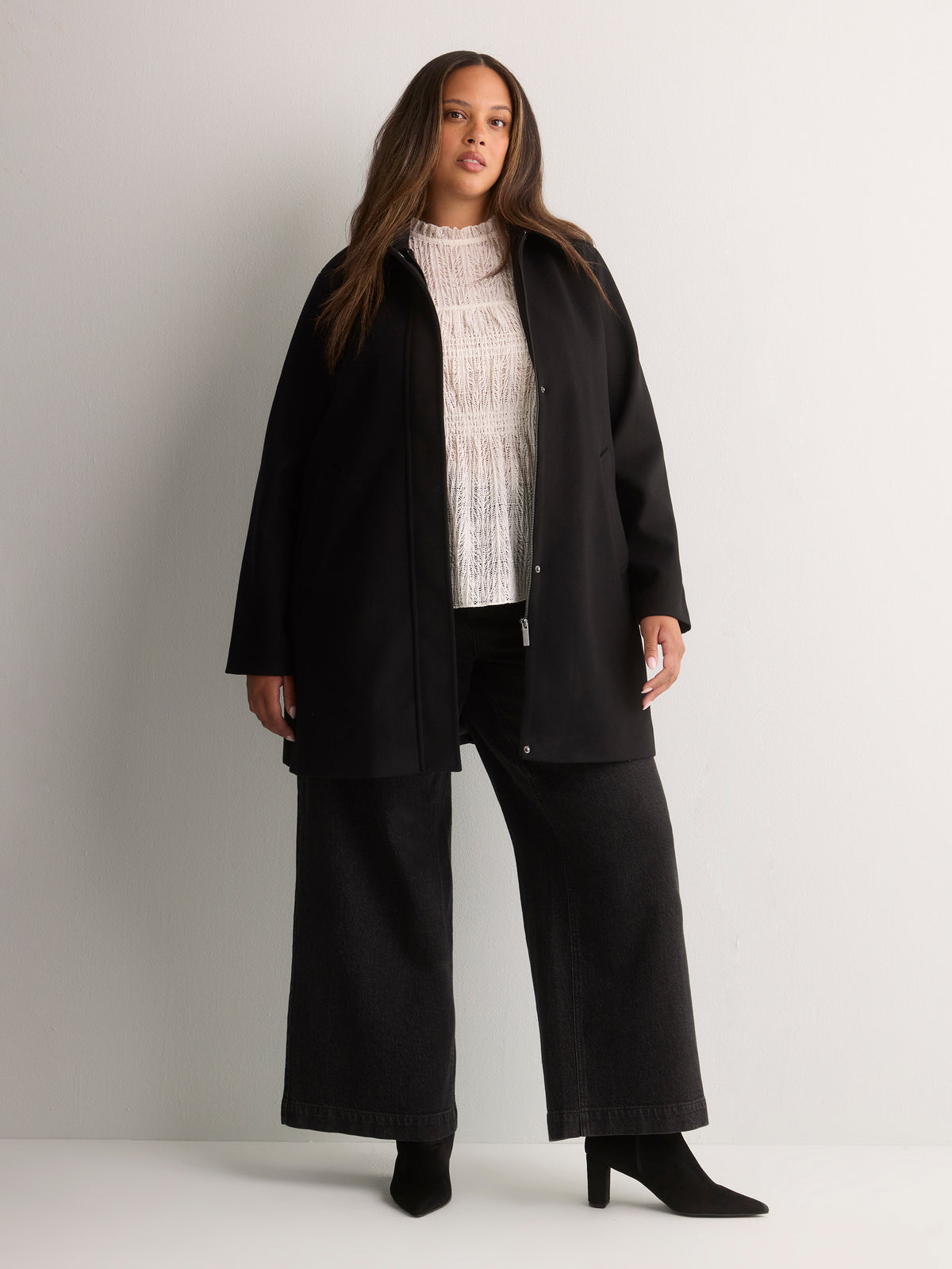 Soft Black Swing Coat