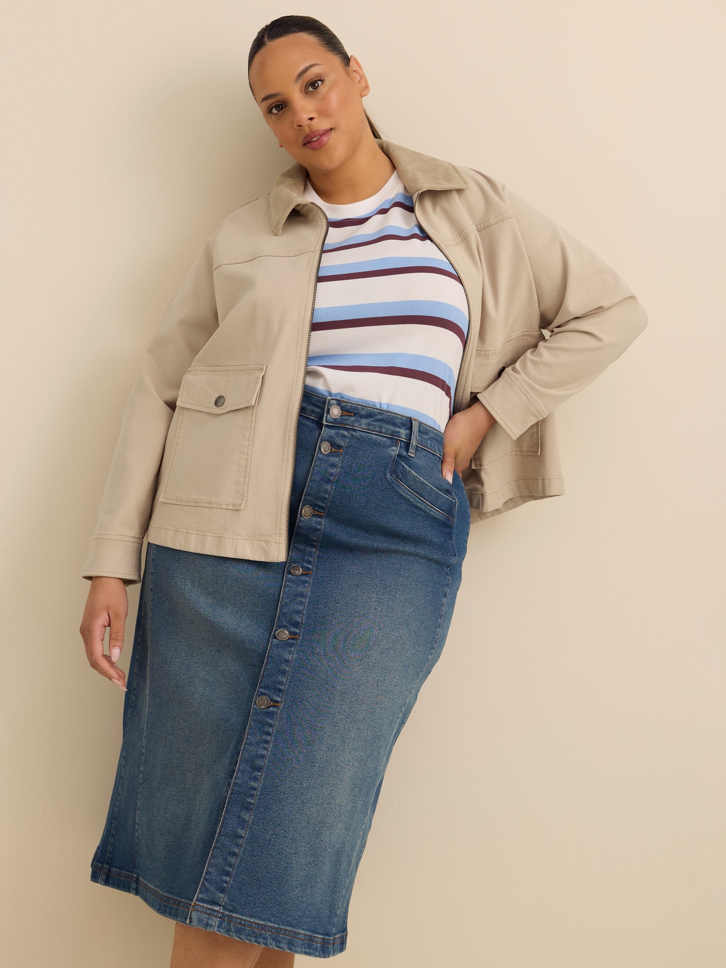 Midi Denim Skirt with Front Buttons - d/C Jeans