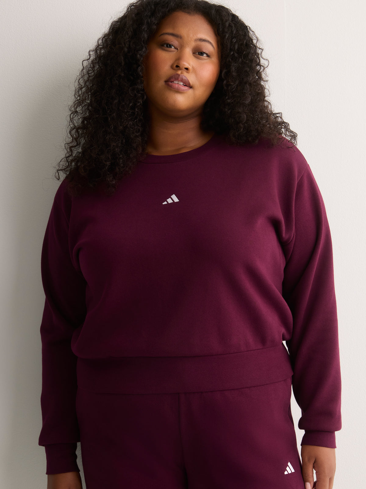 Burgundy Feel Cozy Fleece Sweatshirt with Small Logo - adidas