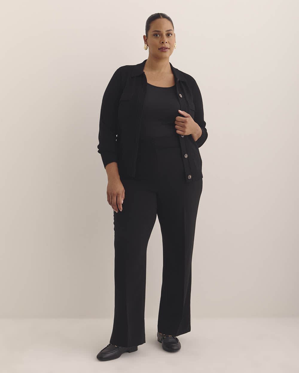 Cardigan boutonné à  col polo, tissu responsable