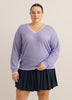 Violet Crochet Waffle Knit V-Neck Pullover - Active Zone