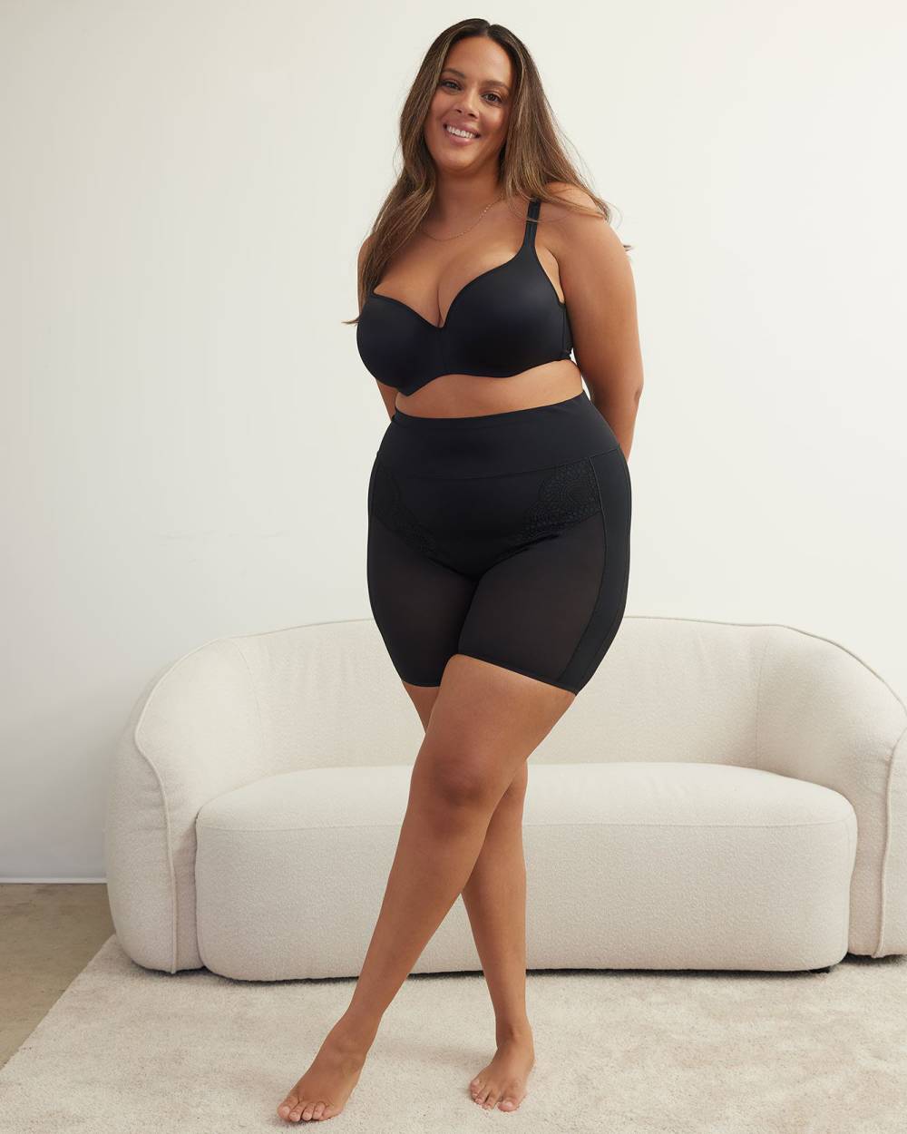 Long-Leg Shaping Brief with Mesh and Lace - ti Voglio