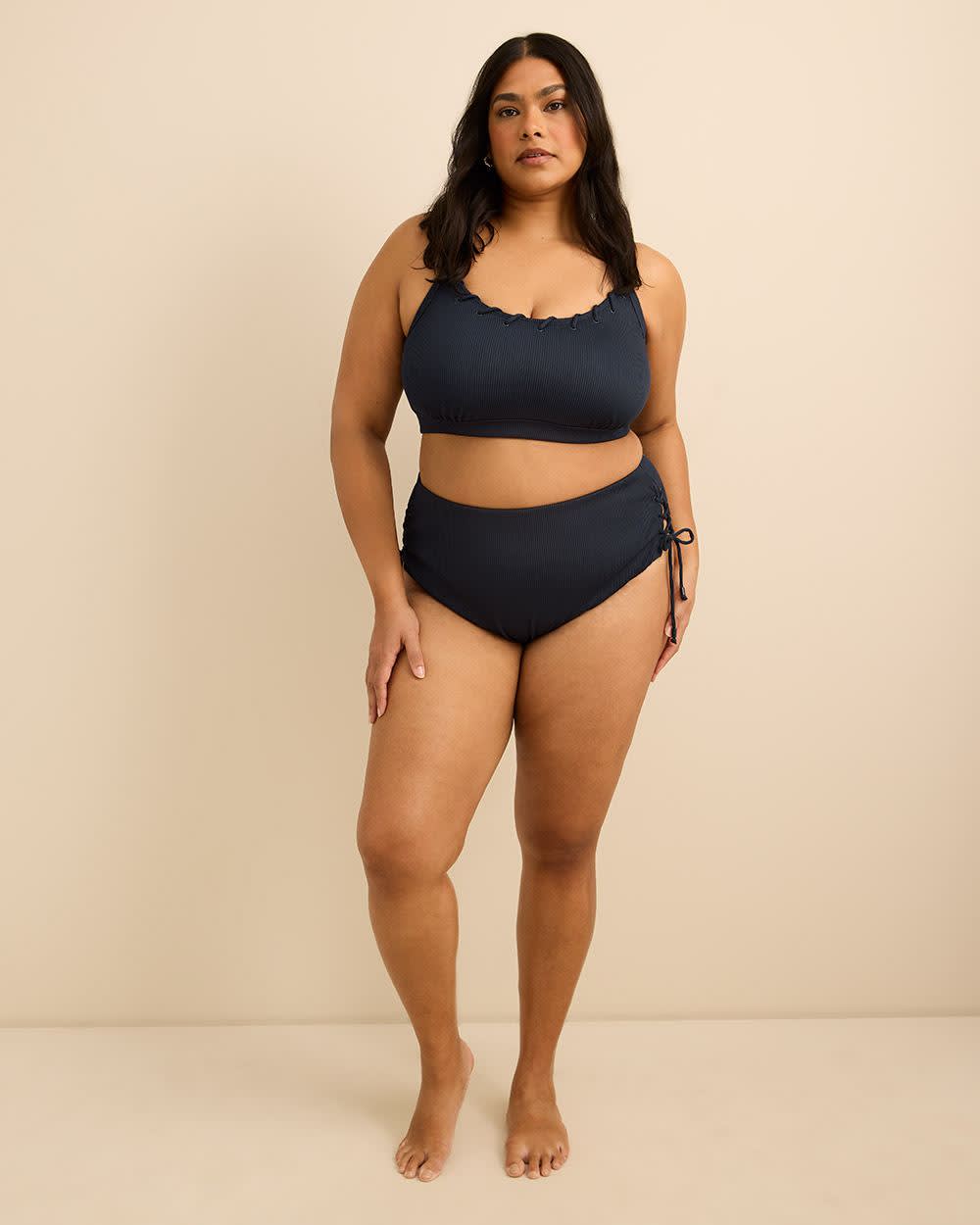 Culotte de maillot taille haute en tissu ottoman