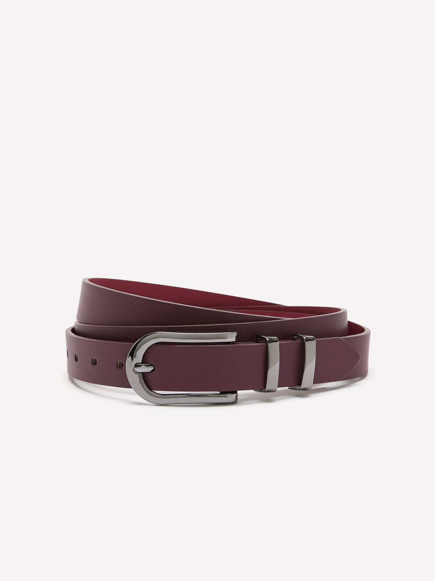 Purple Faux Leather Belt with Double Metal Loop