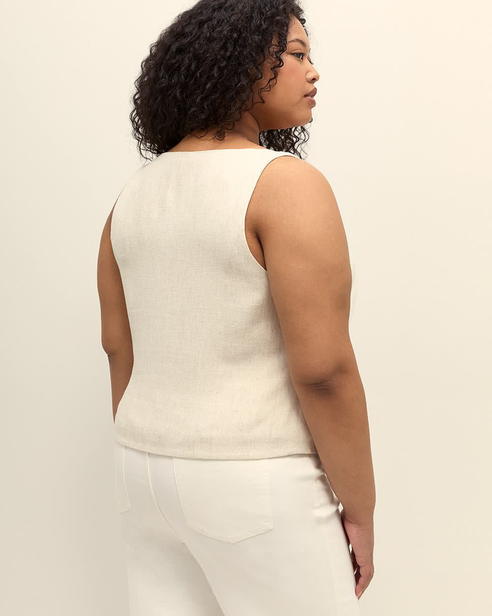 Veste sans manches ajustée à  encolure carrée