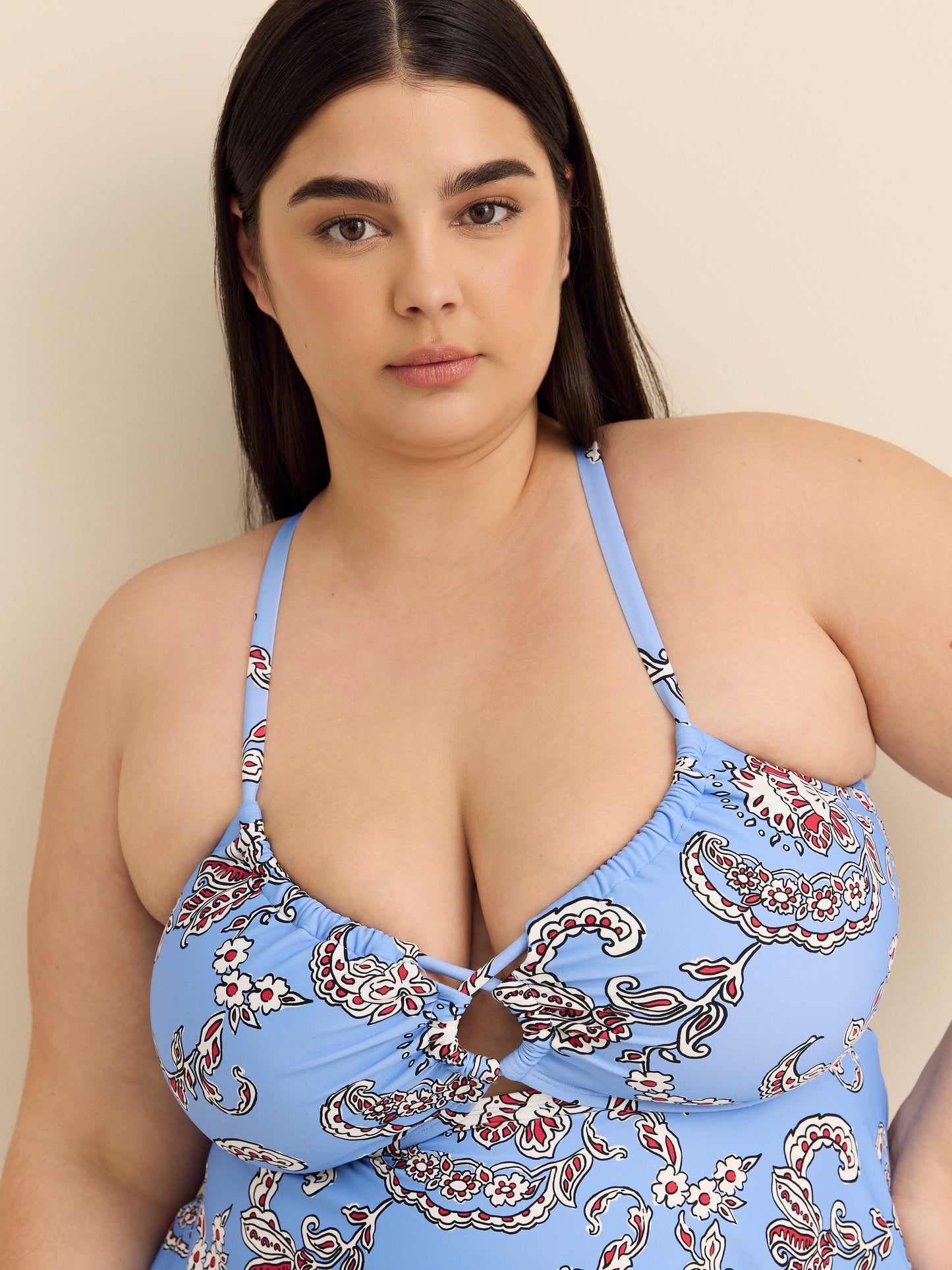 A-Line Tankini Top with Peekaboo Detail