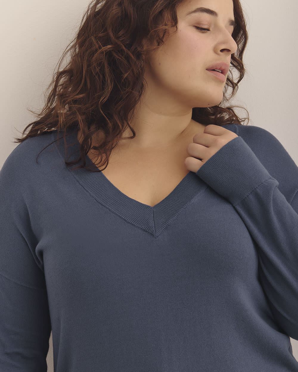 Responsible, Cotton-Blend Long-Sleeve V-Neck Sweater