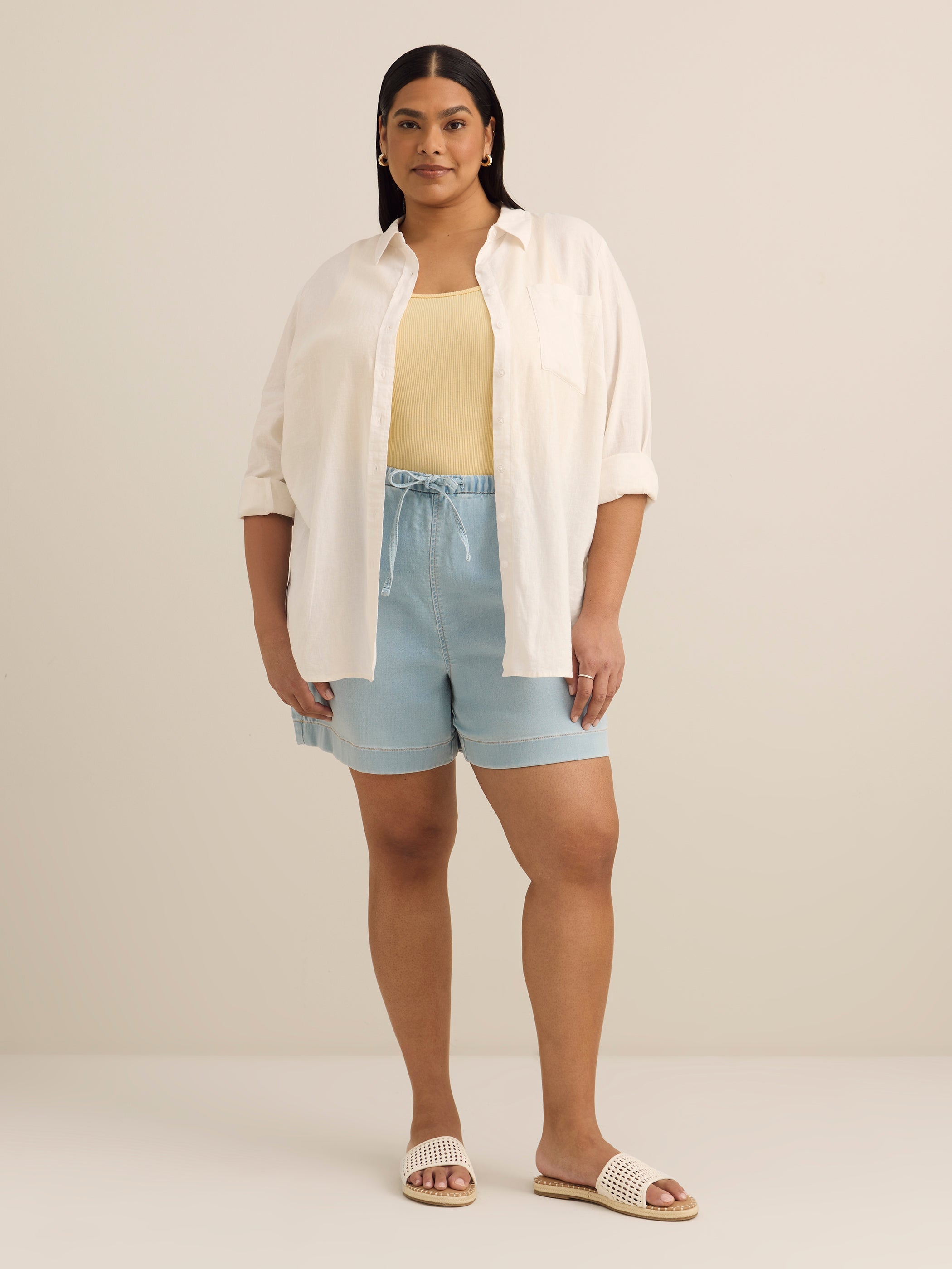 Tunique chemisier en mélange de lin avec boutons sur le devant