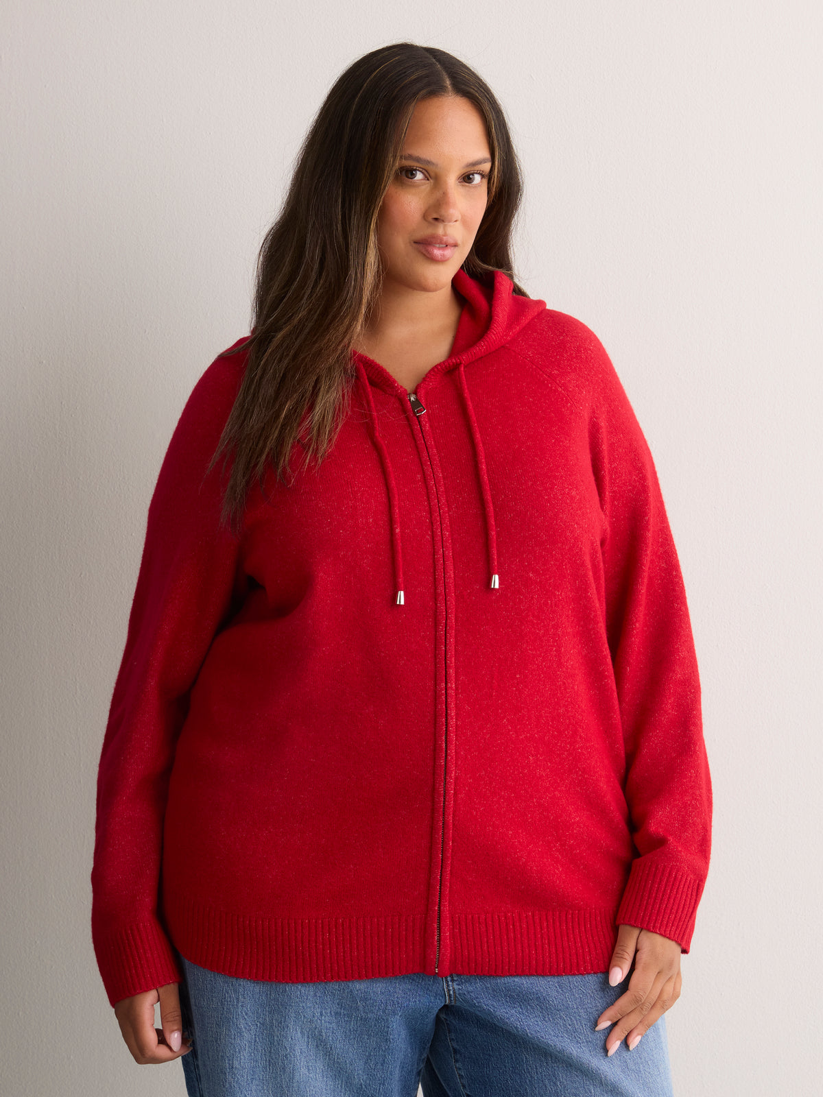 Straight Hooded Zip Sweater