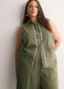 Sleeveless Buttoned-Down Shirt with Embroidery Placket