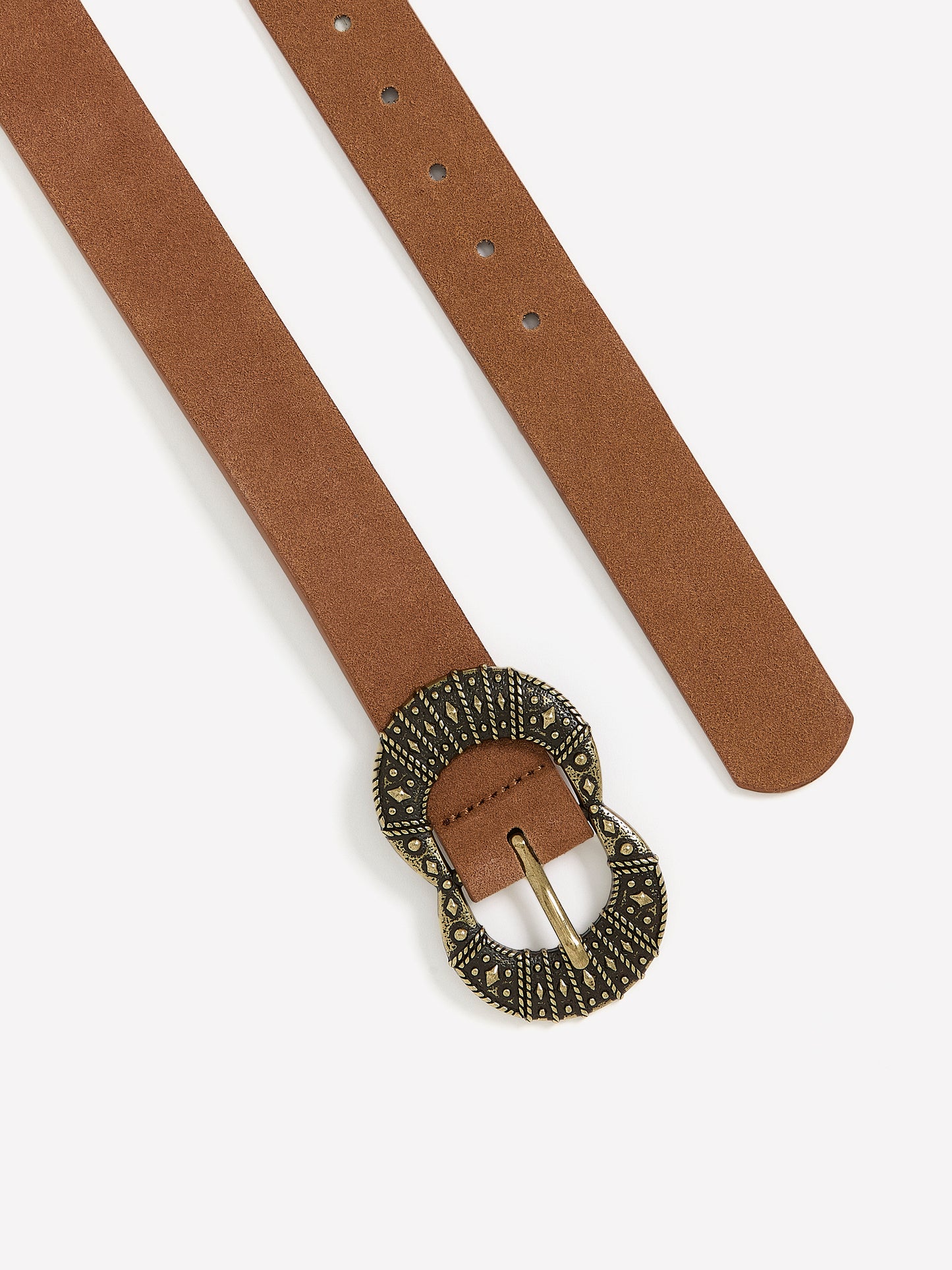 Denim Belt with Embellished Buckle