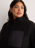 Black Short Polar Fleece Jacket with Contrast Trim - Active Zone