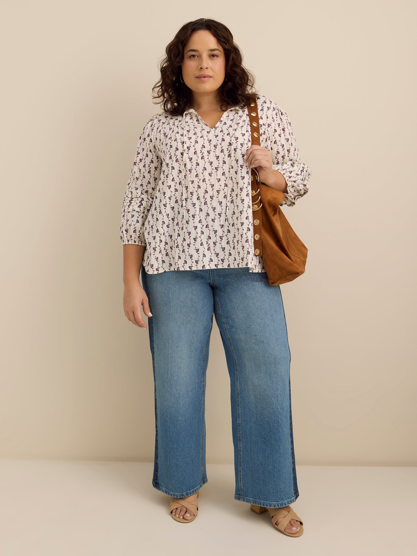 Cotton Blouse with Balloon Sleeves