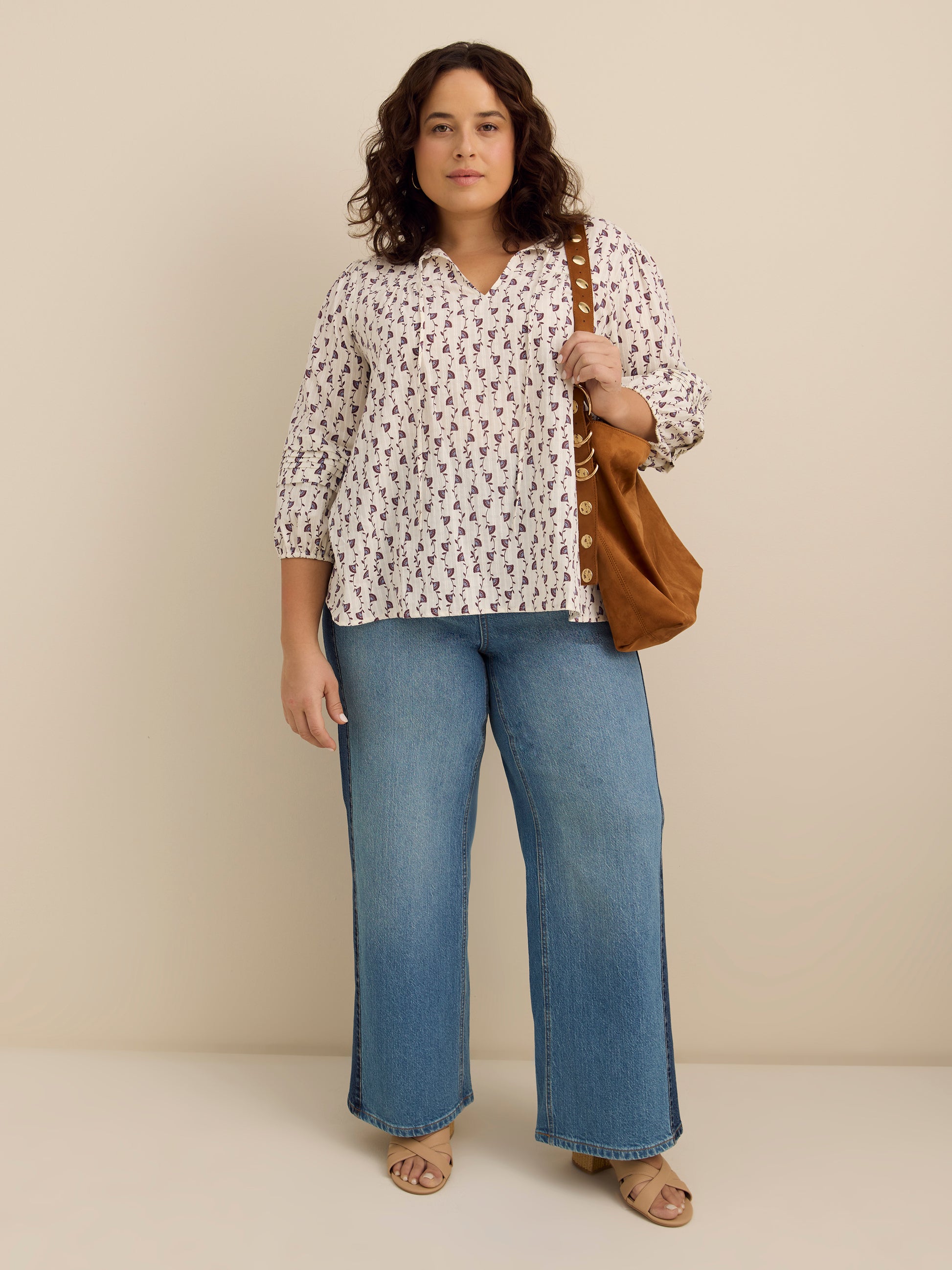 Cotton Blouse with Balloon Sleeves