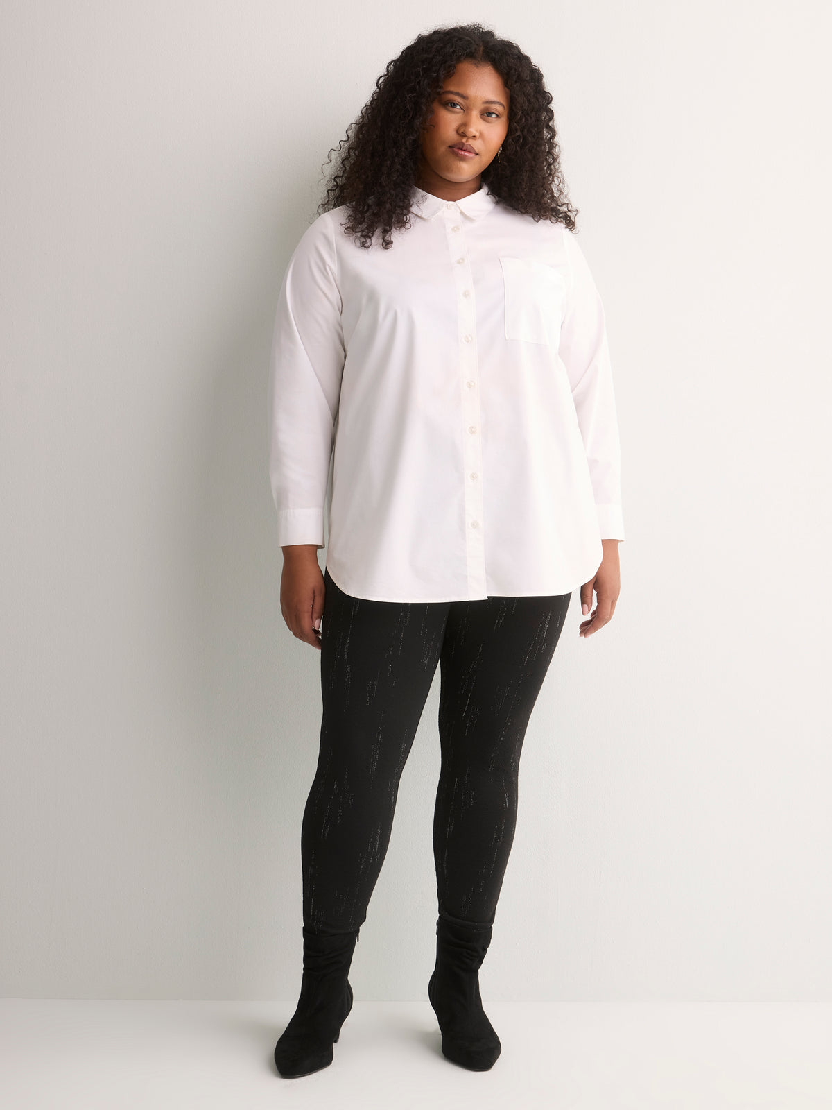 Black Textured Glitzy Legging with Tummy Control