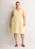 Linen Blend V-Neck Swing Dress with Crochet Tape
