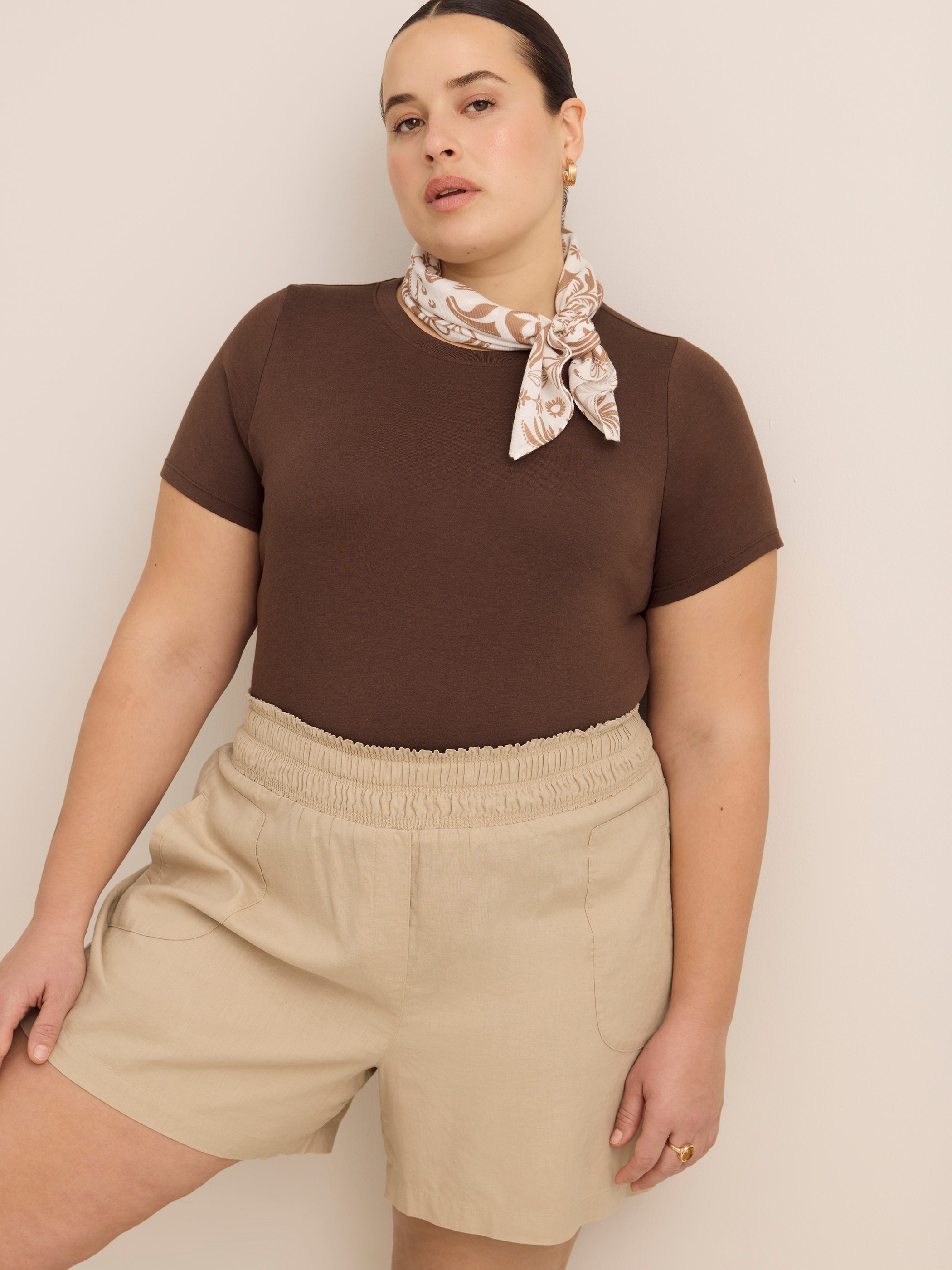 Linen Blend Pull-On Short