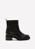 Wide Width, Black Faux Leather Abelita Mid-Heel Chunky Bootie