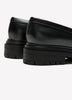 Extra Wide Width, Black Chunky Faux Leather Loafer with Side Buckle