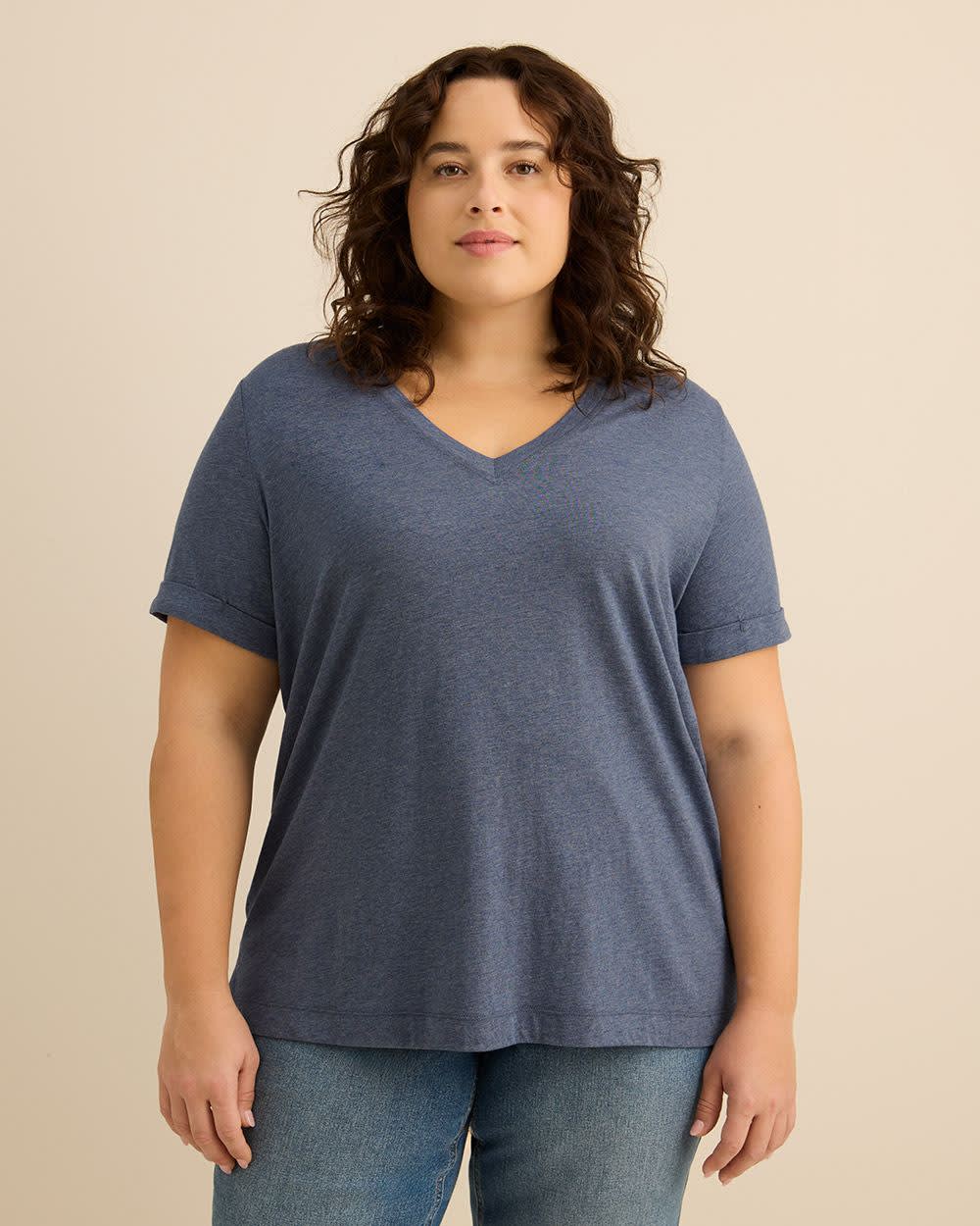 Responsible, V-Neck Boyfriend Tee with Slits