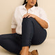 Faux Denim Legging With Lace Detail