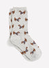 Heather Grey Crew Socks with Dog Print