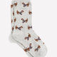 Heather Grey Crew Socks with Dog Print