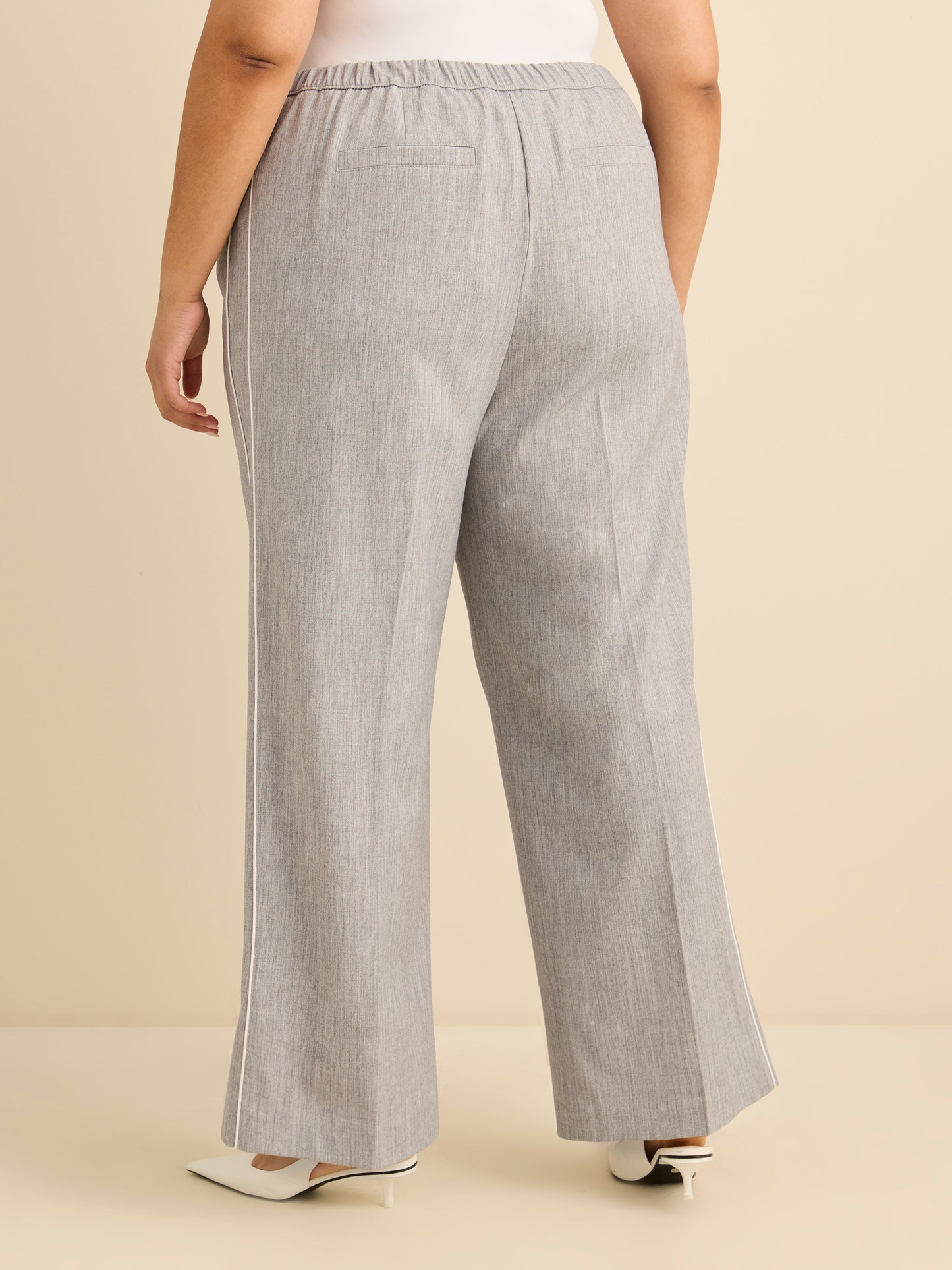 Petite, Heathered Pull-On Wide-Leg Pant