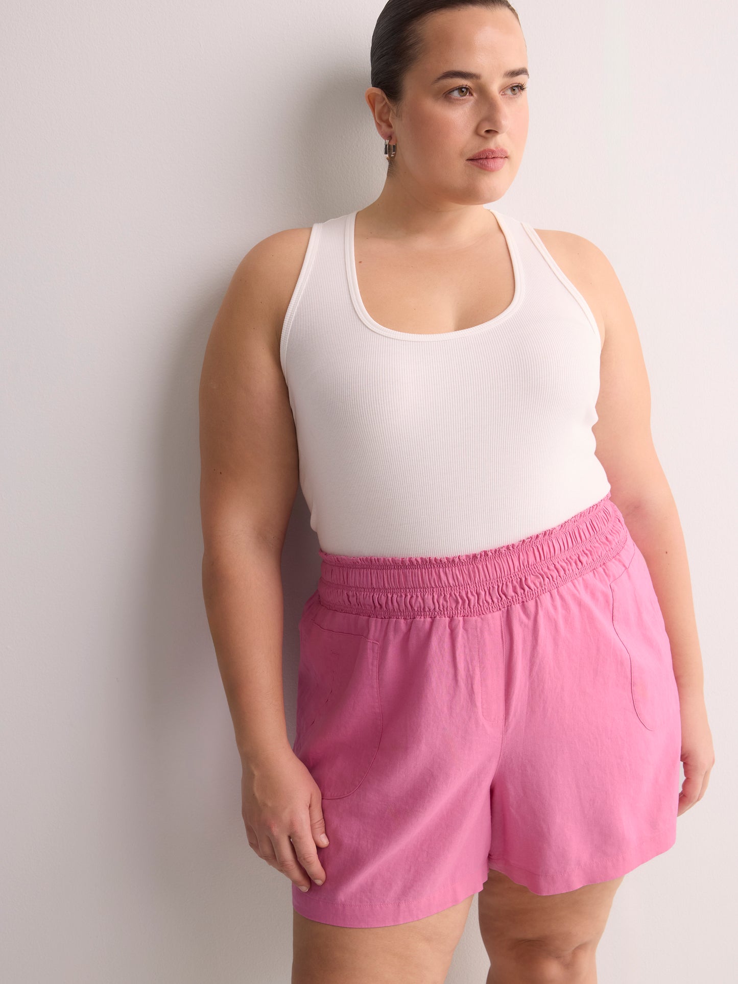 Linen Blend Pull-On Short