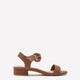 Extra Wide Width, Cognac Low-Block Heel Sandal with Large Buckle Strap