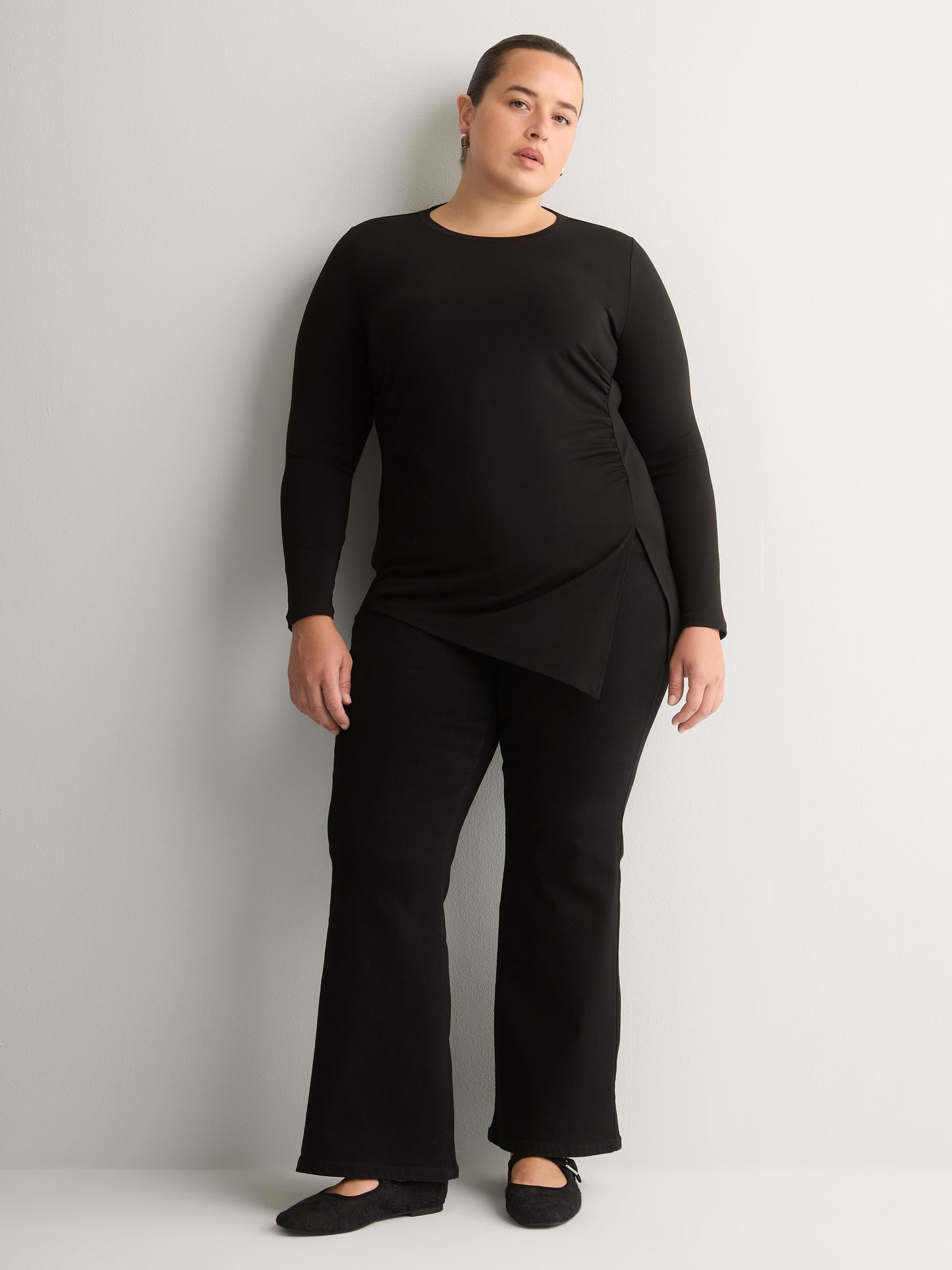 Asymmetric Ruched Knit Shirt