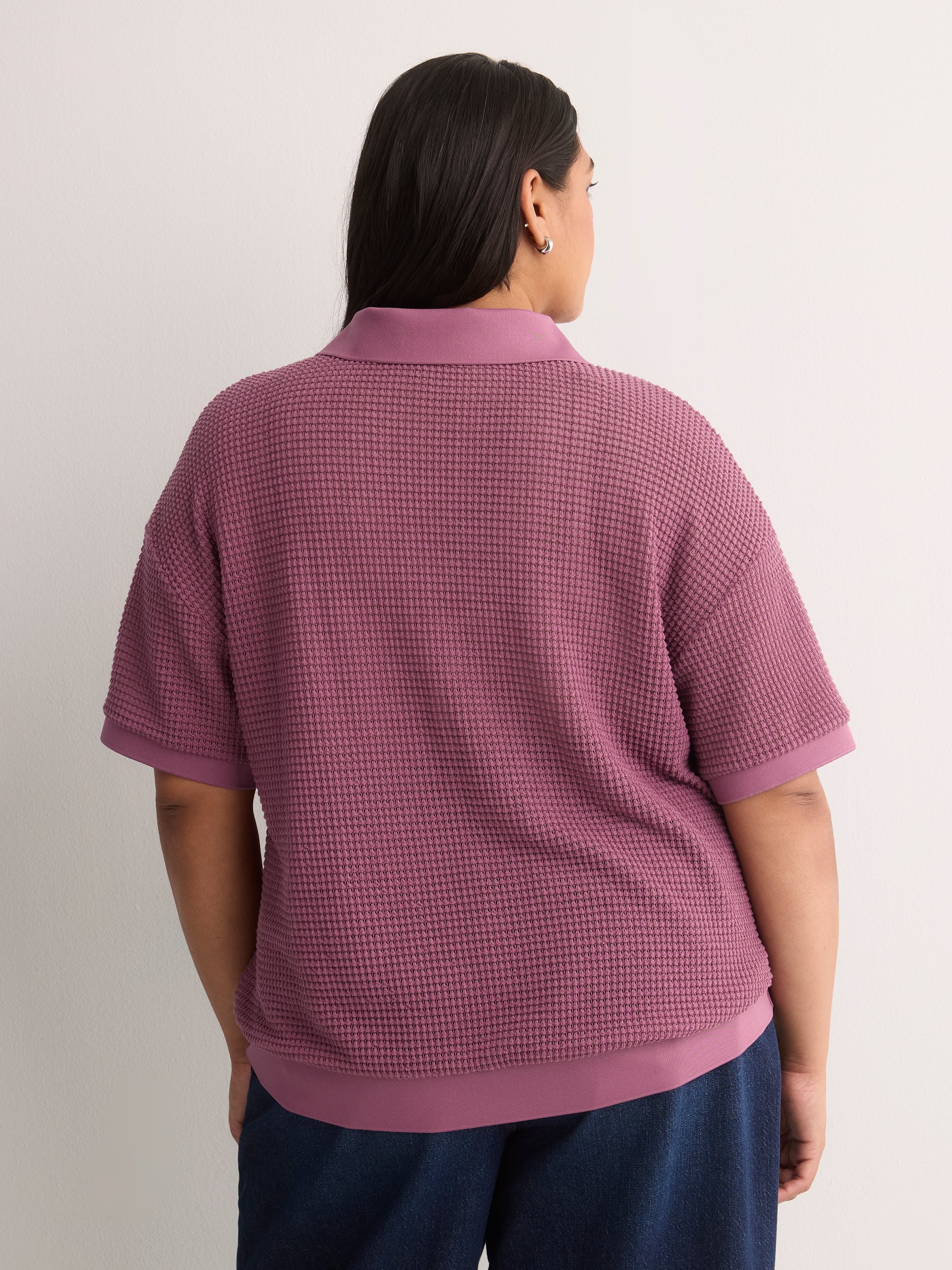 Crochet Waffle Polo Shirt - Active Zone