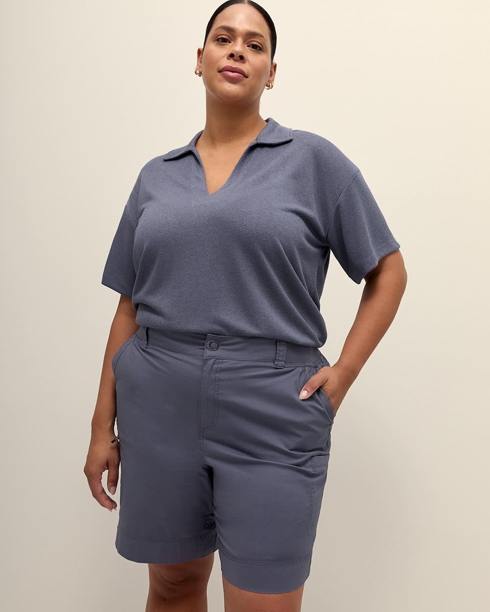 Bermuda en coton avec bande de taille côtelée