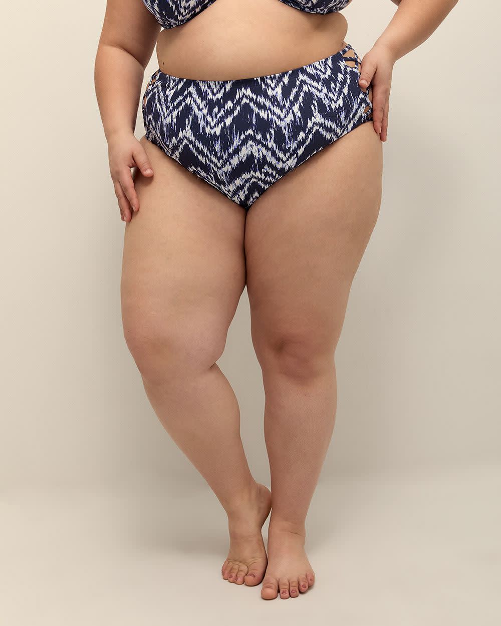 Herringbone-Print High-Rise Swim Brief