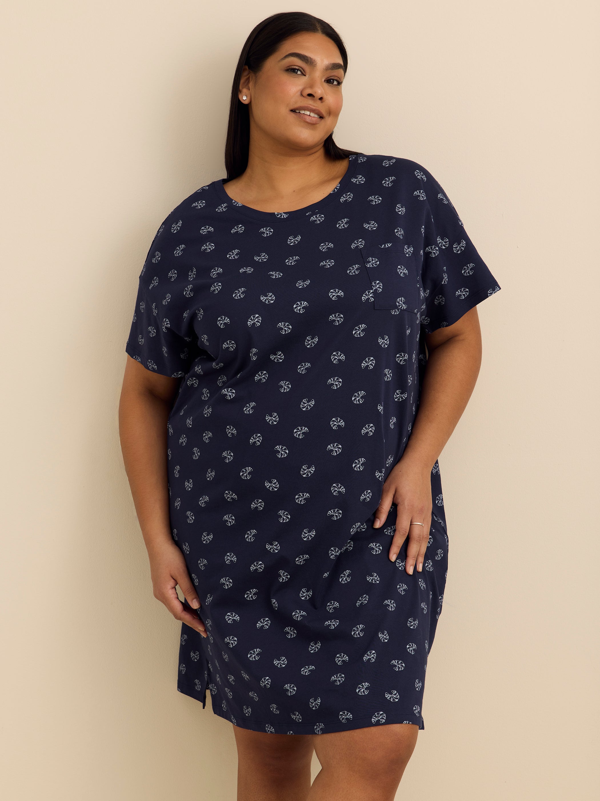 Robe de nuit à manches courtes imprimée - ti Voglio