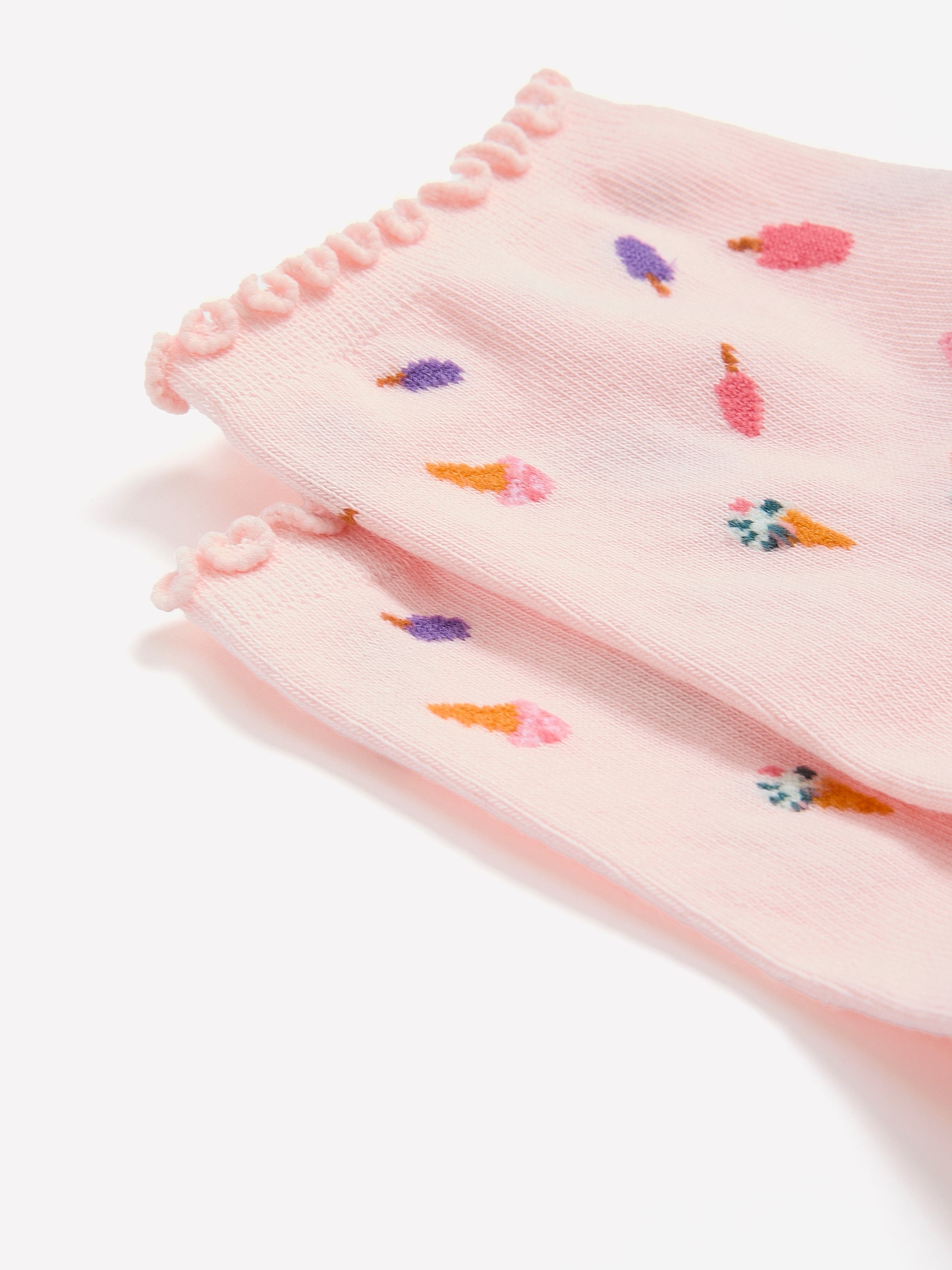 Printed Ankle Socks with Lettuce Edge