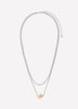 Two-Layer Short Necklace with Golden Pendant
