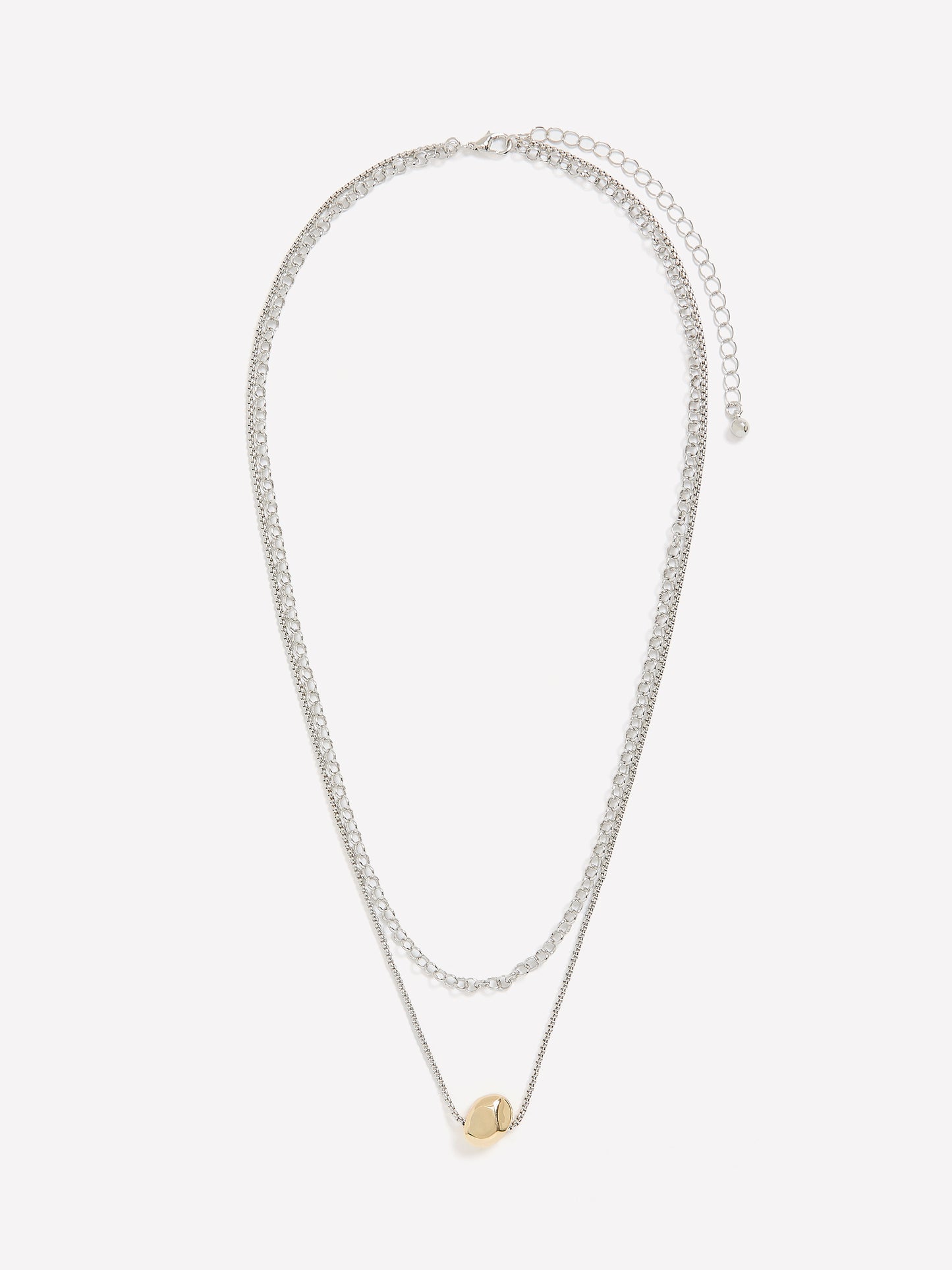 Two-Layer Short Necklace with Golden Pendant
