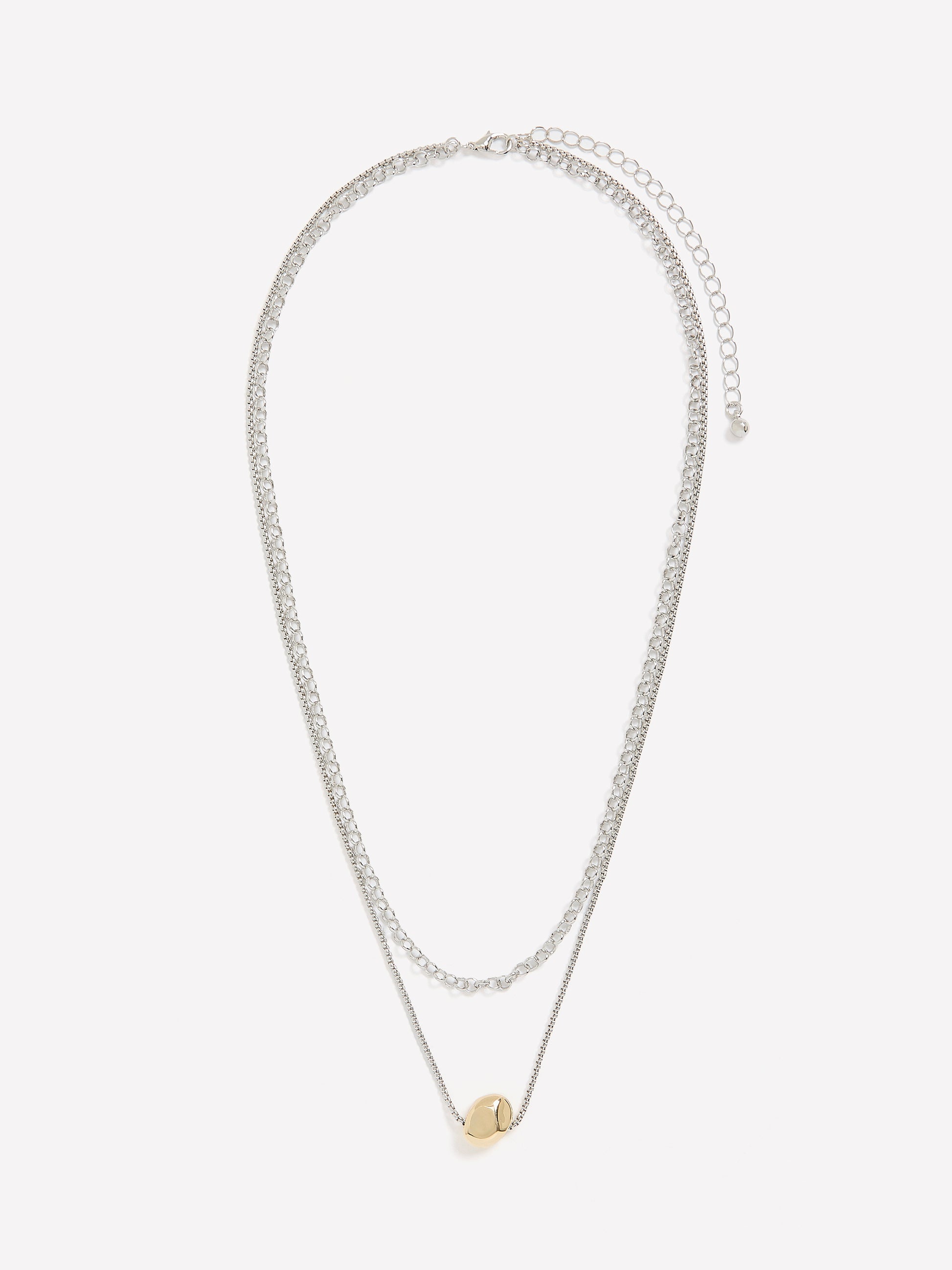 Two-Layer Short Necklace with Golden Pendant